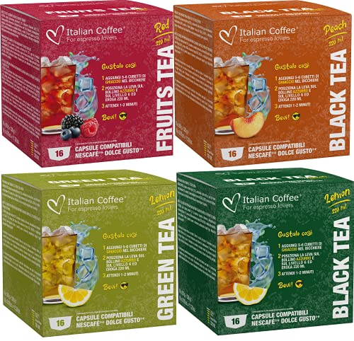 64 Capsulas de Te Helado Dolce Gusto - Degustación 4 Sabores -