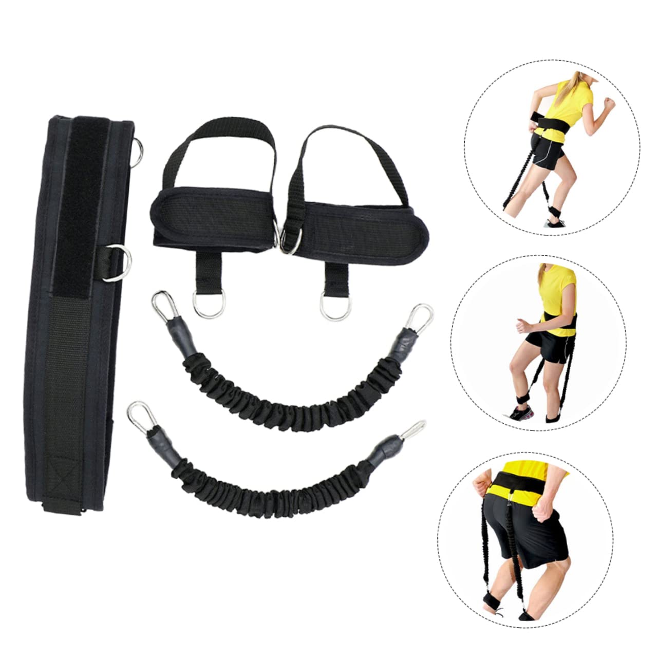 Bandas de Resistencia para Tobillo y Entrenamiento de Piernas, Accesorio Portátil de Fitness, Bandas Elásticas Negras para Ejercicio en Casa y Gimnasio, Kit de Entrenamiento