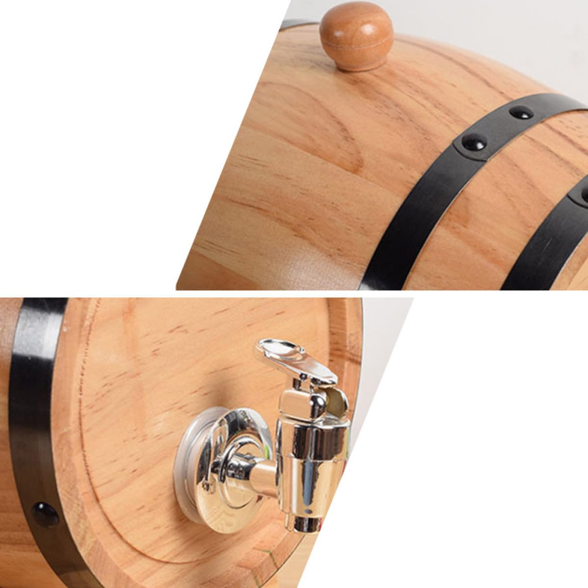 HEALLILY Barril de Madera para Cerveza y Vino con Grifo, Ecológico y Resistente, Adecuado para Mini Bar y Barra, Fabricado en Madera y Acero Inoxidable Color Aleatorio Varios Estilos