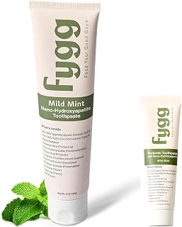 Fygg Fluoride-Free Toothpaste (4 oz) with Travel-Size (0.7 oz) – Mild Mint | Nano-Hydroxyapatite Formula for Sensitive Teeth, Whitening & Enamel Repair