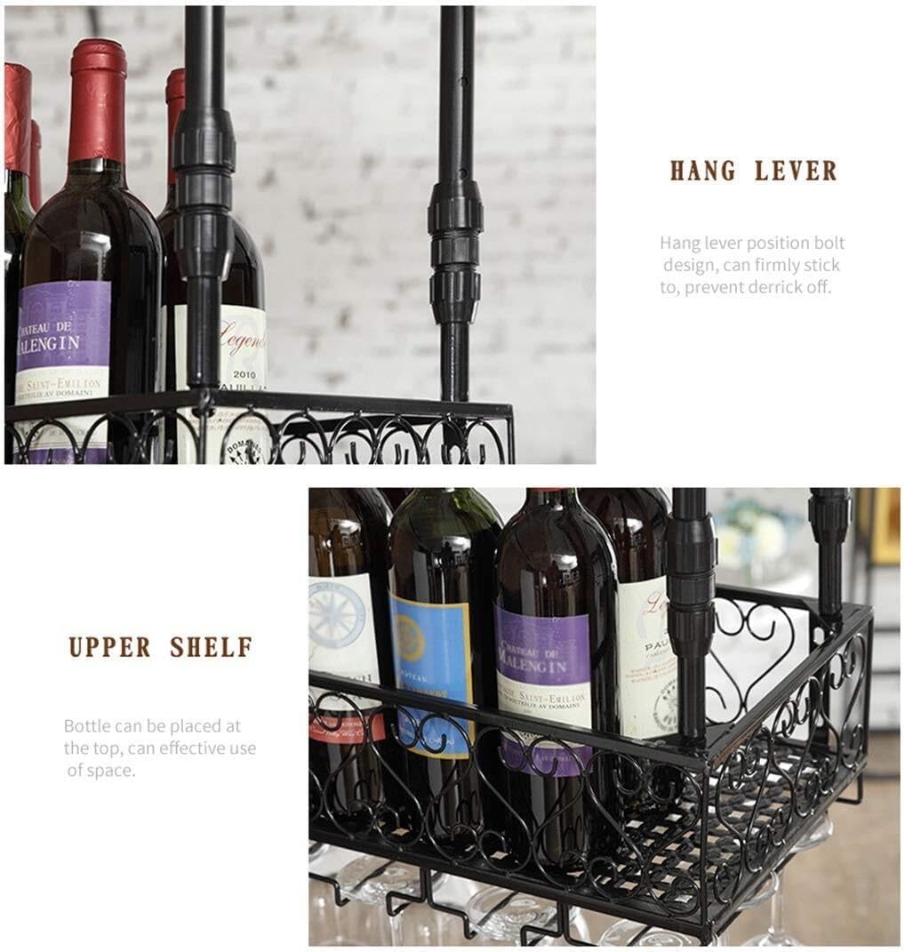 Storage Rack Wine Holder Metal Iron Wine Racks Storage Shelf Wine Champagne Glass Goblets Stemware Rack Wine Bottle Holder for Family and Bar (Size : 100×30cm) Shelves