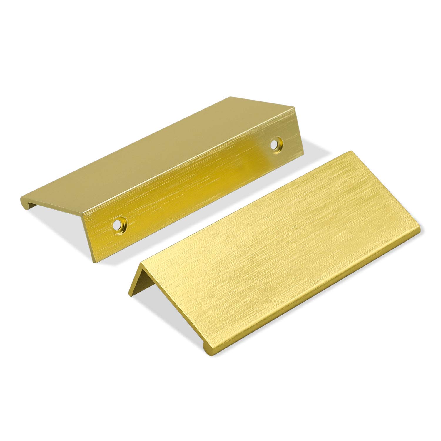 5 Pack goldenwarm Brushed Brass Finger Pull Drawer Handles 3inch Edge