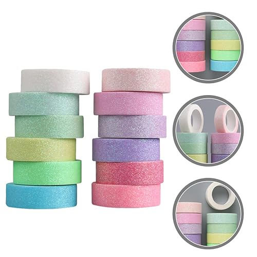Miniatura 9 de STOBOK Cinta adhesiva Washi con purpurina de macarrón para manualidades cinta adhesiva de papel Washi para manualidades álbumes de recortes