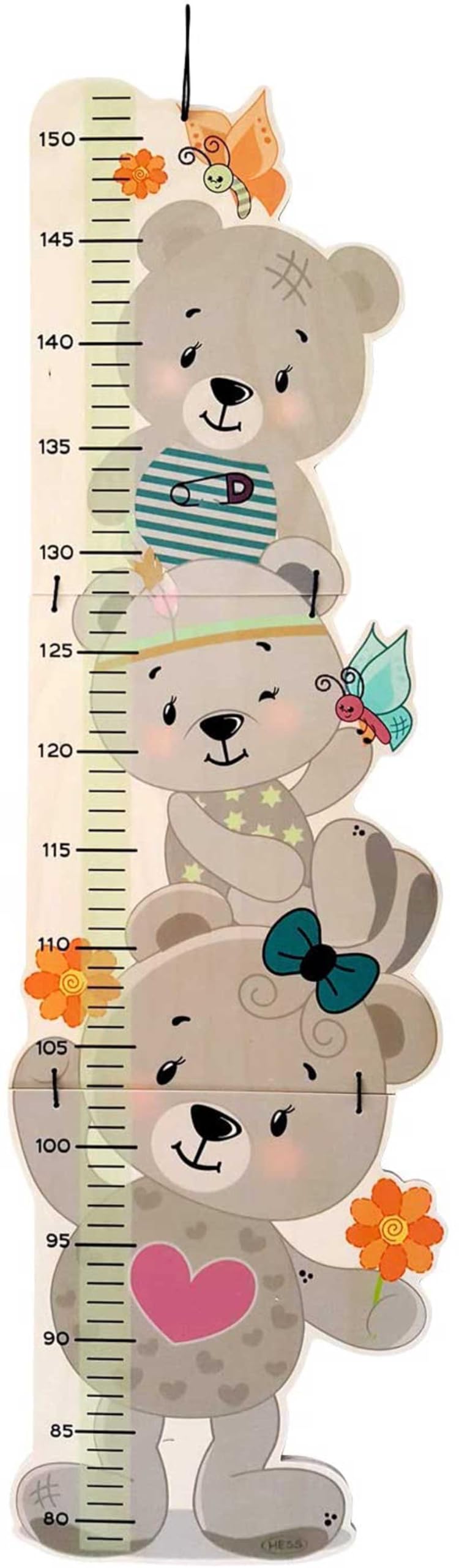 Hess Wooden Toy 14632 Height Chart for Children Bear Series Handmade Foldable Suitable for Height Approx. 80 to 150 cm
