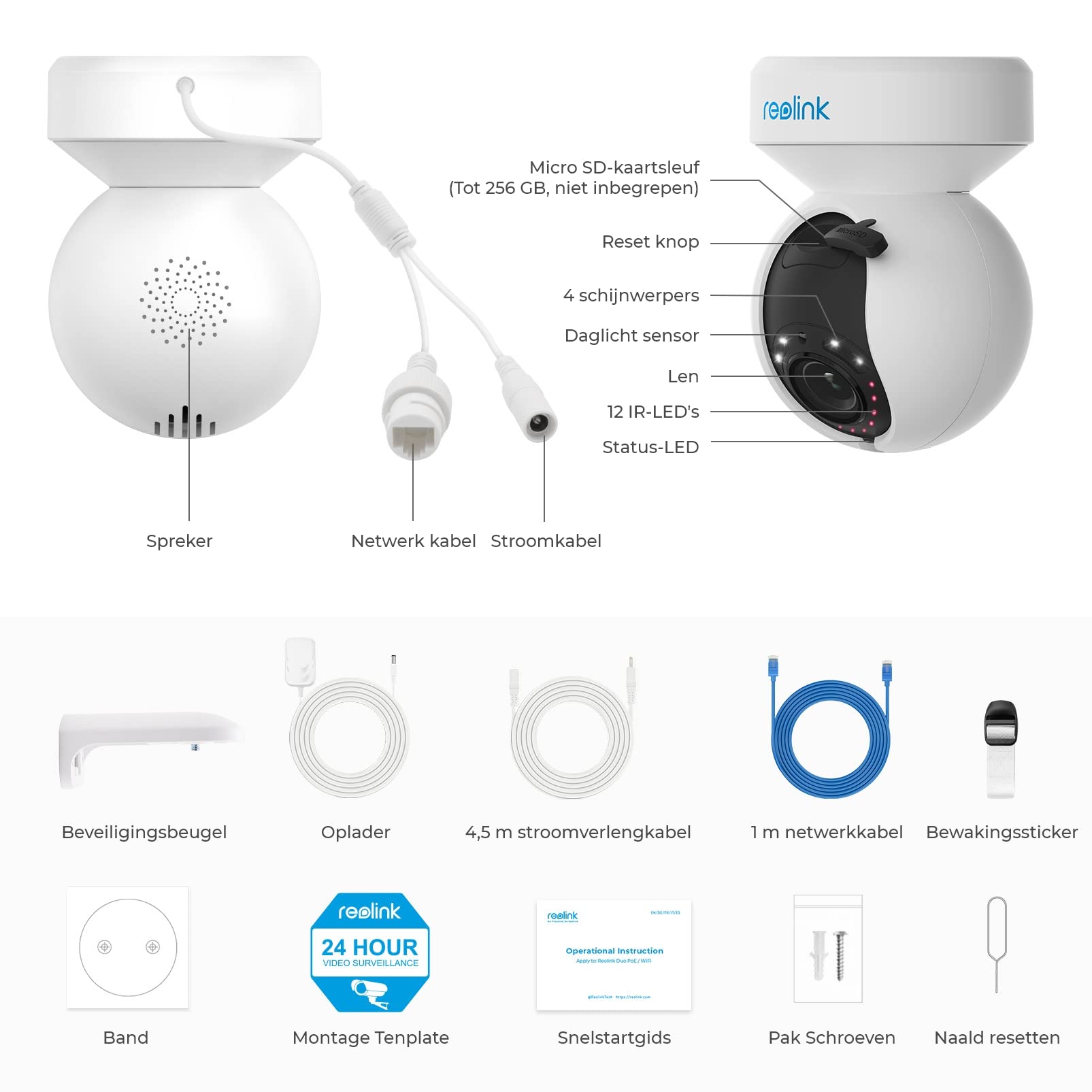 Reolink 5MP PTZ Camara Vigilancia WiFi Exterior con Seguimiento Automático, 2.4/5GHz WiFi Cámara con Detección de Personas/Vehículos, 3X Zoom Óptico, Visión Nocturna, E1 Outdoor (Reacondicionado)