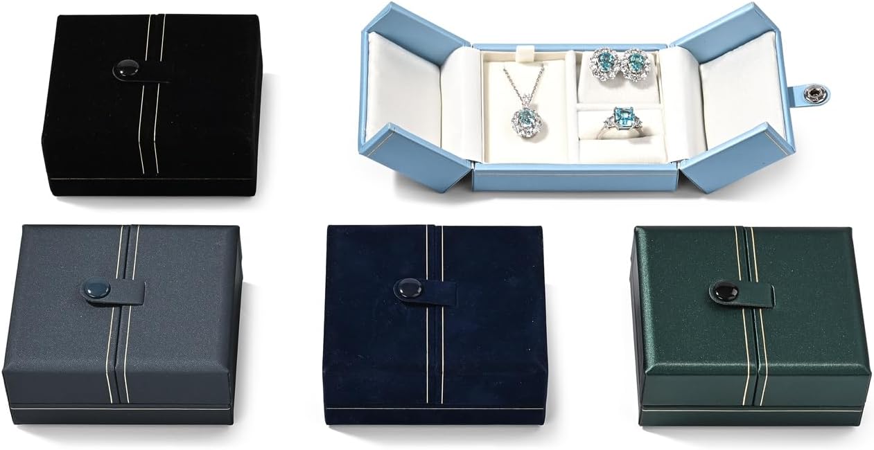 Velvet Jewelry Set Gift Box Small Jewelry Set Box for Ring Earrings Necklace(Royal Blue)