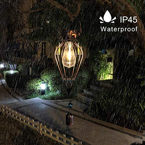 Hanging Solar Lantern Lights Outdoor Decorative for Garden Yard Patio Porch. Garden Decor Solar Powered, with Wind Chime & Filament Bulb