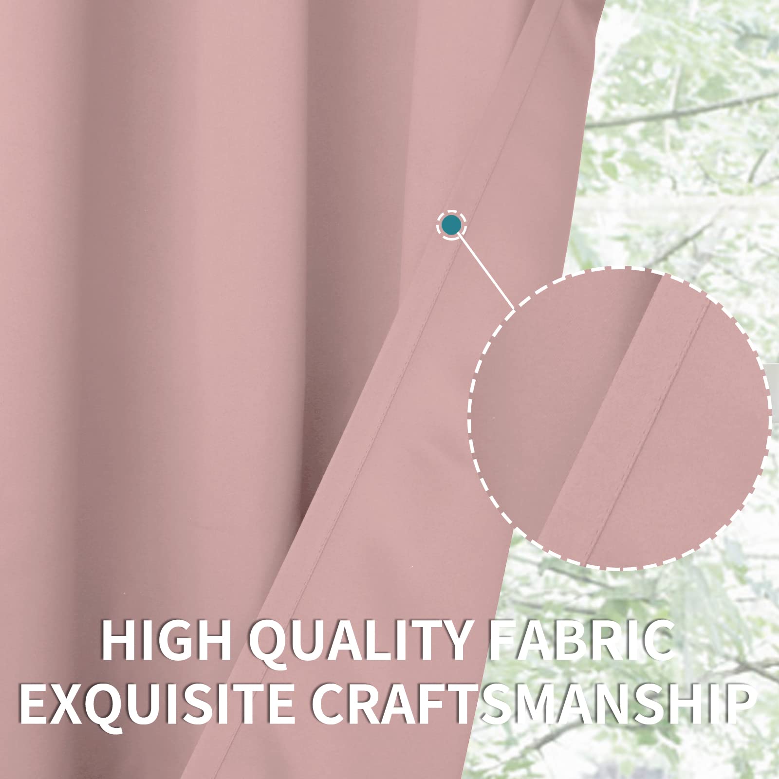 BGment Room Darkening Curtains 54 Inches Long - Grommet Thermal Insulated Drapes Window Treatment Curtains for Bedroom, 2 Panels, 52 x 54 Inch, Baby Pink