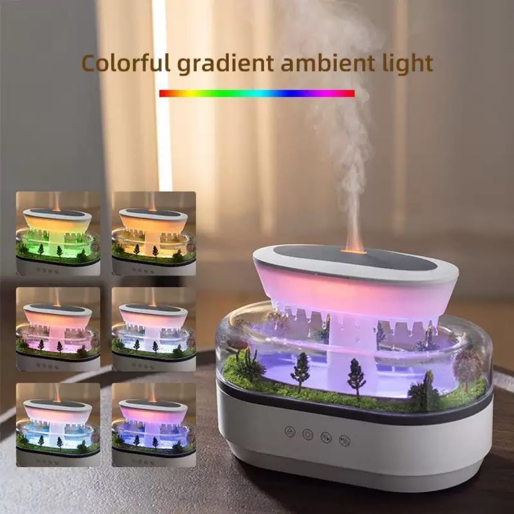 Humidifiers for Bedroom, 250ML Essential Oil Diffuser, Aromatherapy Diffuser, with 7-Color Mood Light, Quiet Raindrop Cool Mist Air Humidifier for Bedroom, Office, Nursery, Plants- White