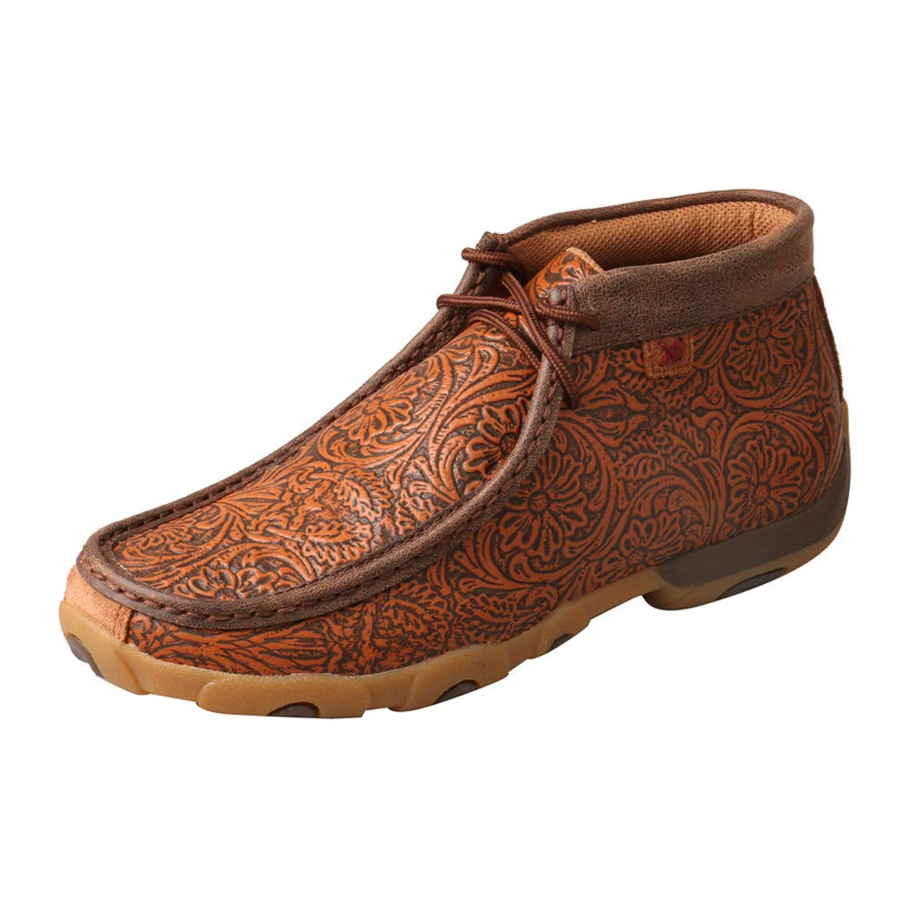 Twisted X Women's Chukka Leather Driving Moccasins, Tan/Tooled, 7 Medium