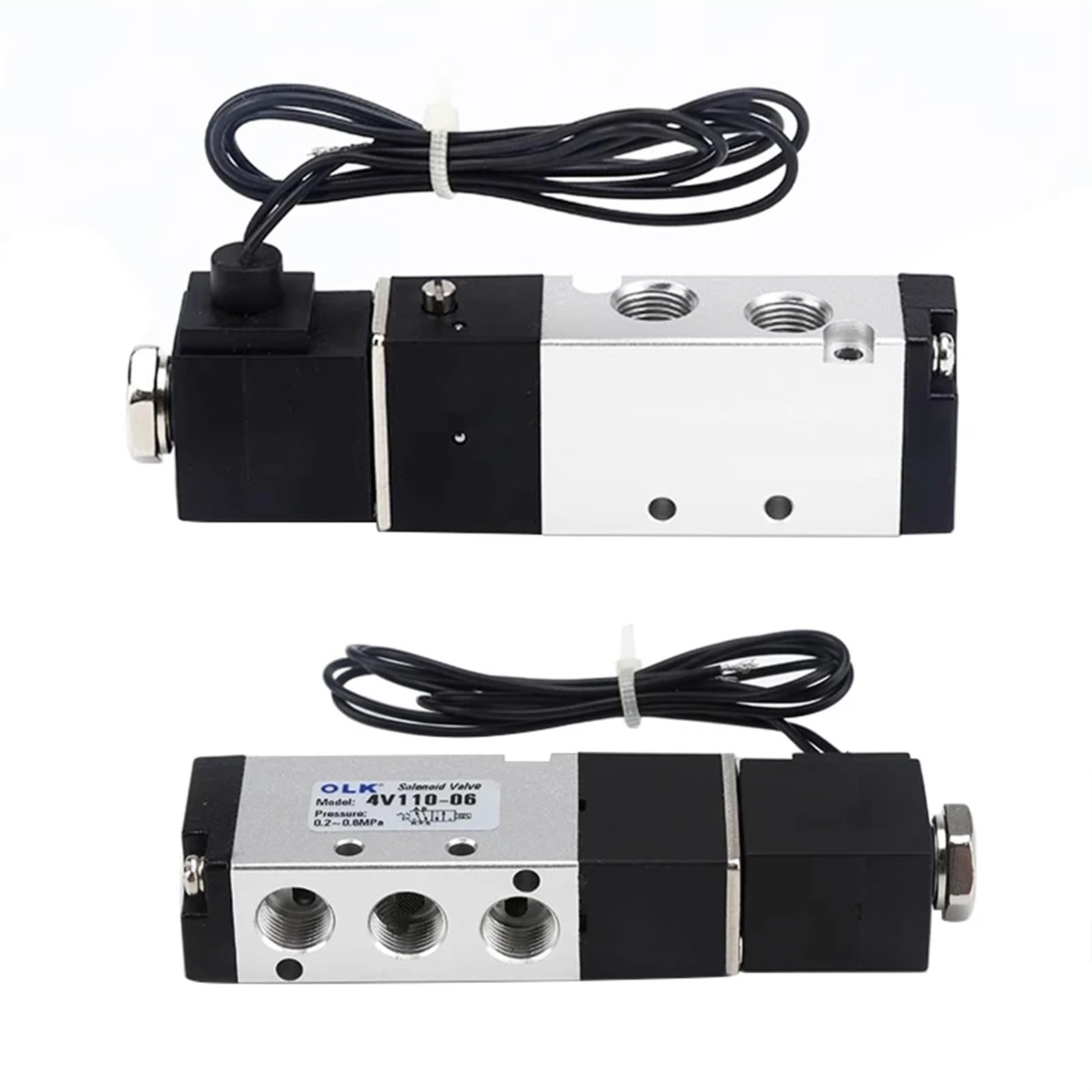 Válvula Solenoide de Aire 4V110-06 1/8, válvula neumática de 5/2 vías, válvulas magnéticas eléctricas de Gas de 5 Puertos y 2 Posiciones, CC de 12V, 24V, 110V y 220V(4V110-06 and 4mm,DC12V)