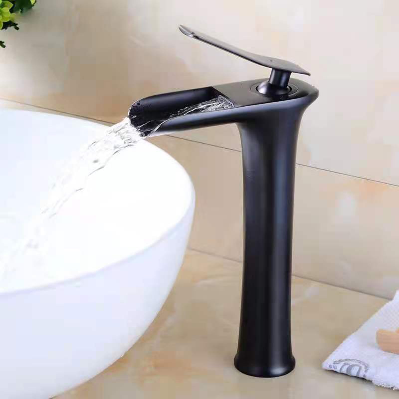 HCFYAUIS Modern Bathroom Faucet Single Hole Lavatory Mixer High Arc Waterfall Sink Tap for Stylish Bathroom Decor Contemporary Basin Mixer Faucet for Easy Installation and Luxury Finish
