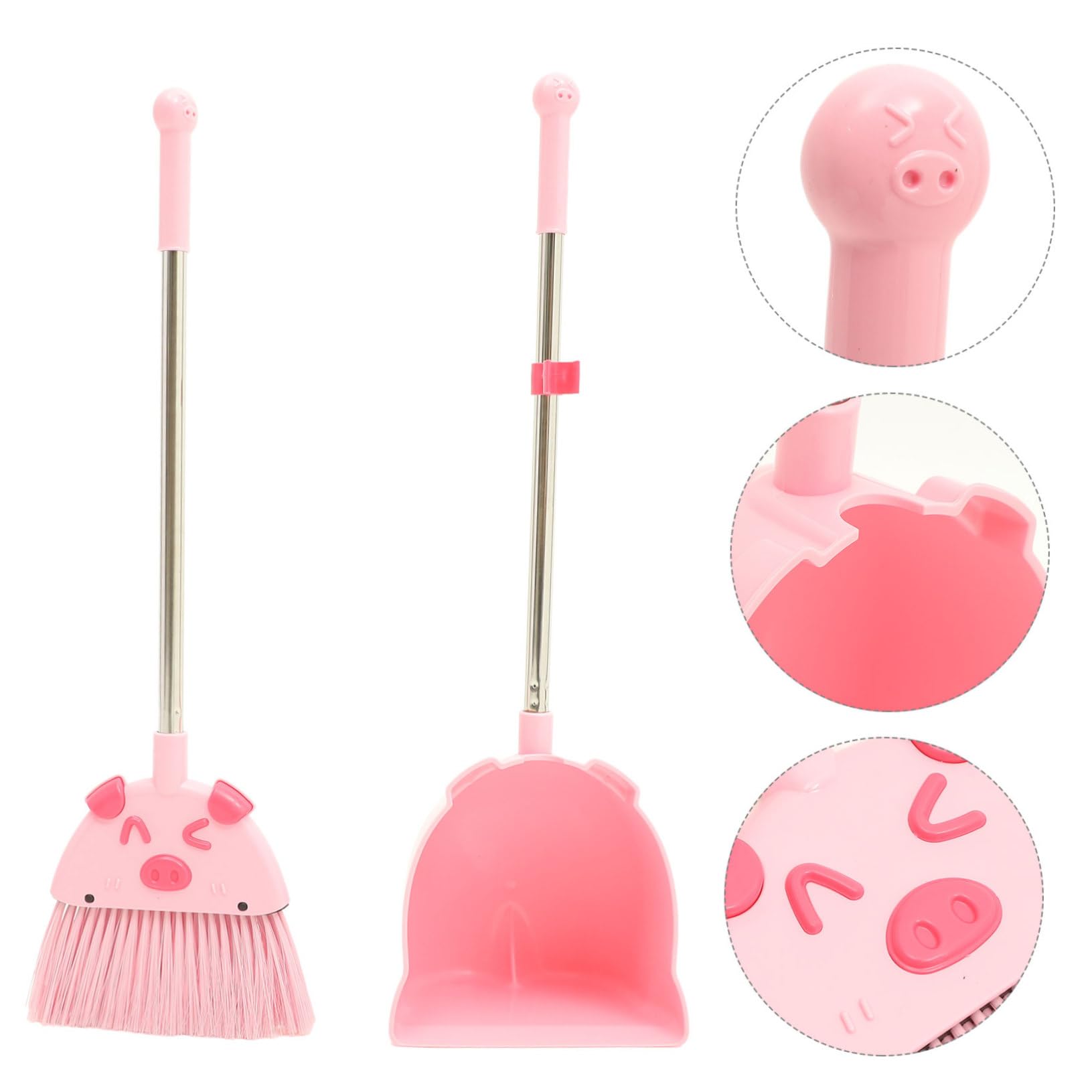 FRCOLOR Juego de Escoba y Recogedor para Fomentar la Responsabilidad y Limpieza Hogar en Color Rosa para Niños Material PP y Pet, Diseño Pequeño y Divertido