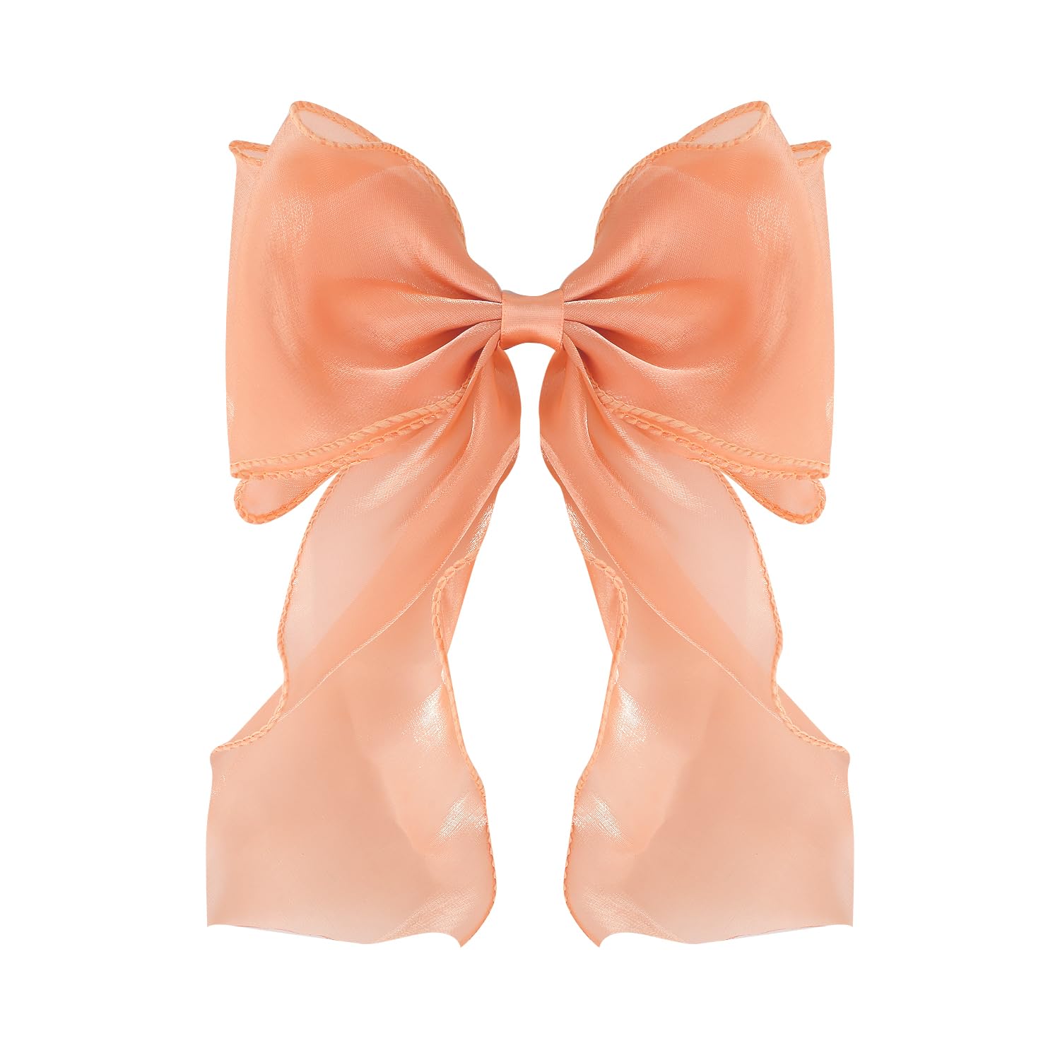 Large Hair Bow Clips for Women Orange Bright Silk Hair Bow Clips Long Tail French Hair Ribbon Coquette Bows Hair Accessories for Girls