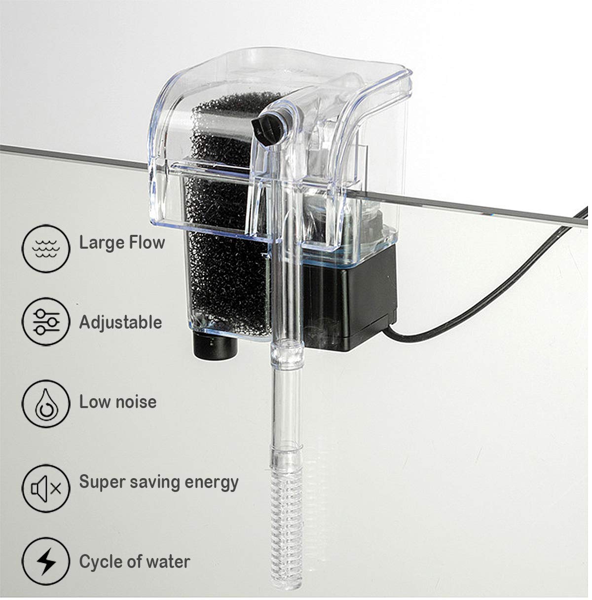 BPS Zewnętrzny filtr do akwarium wiszące zewnętrzny zbiornik na ryby filtr energii wodospad zawieszenie pompa tlenowa 380L/H BPS-6077