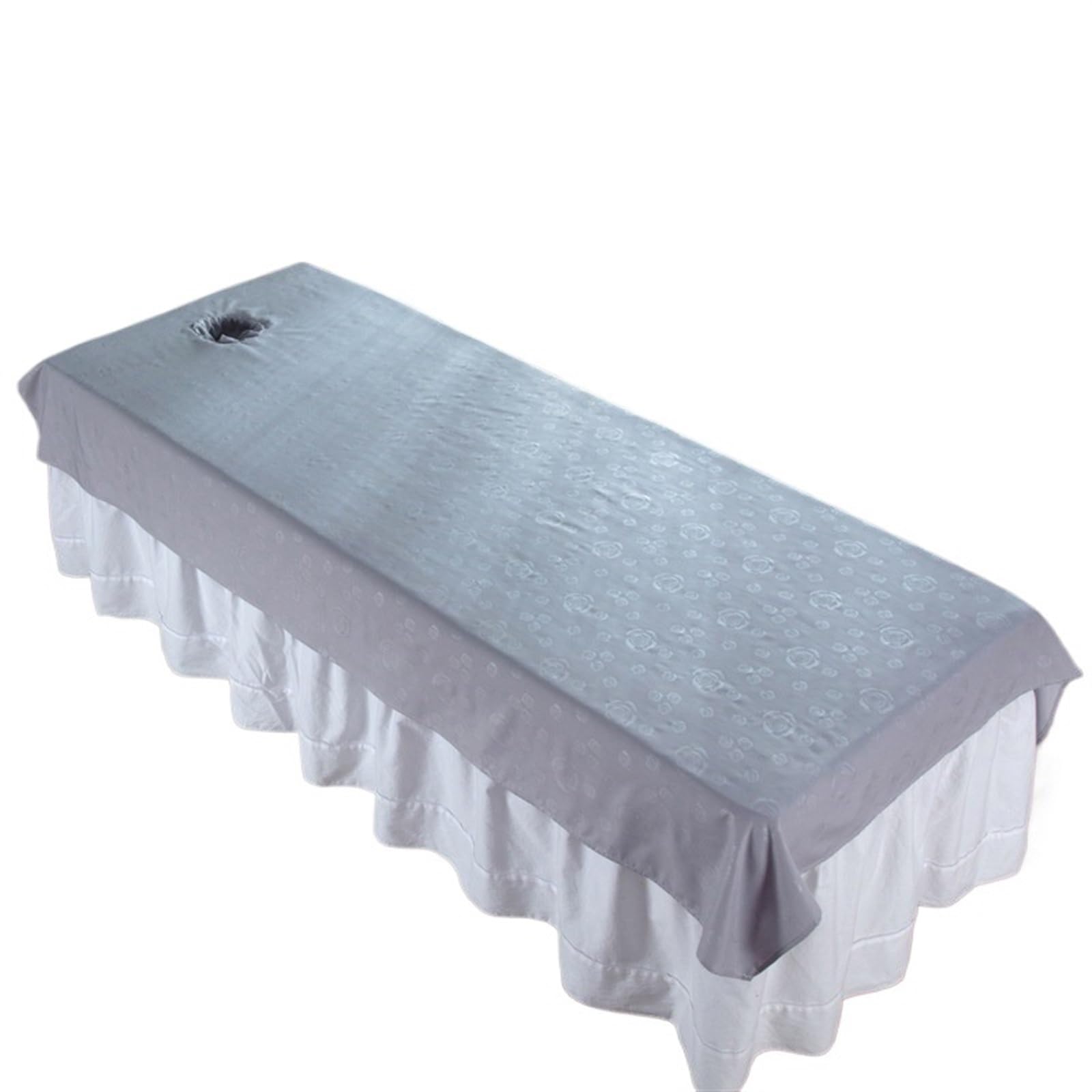 Juego de 5 sábanas de belleza con estampado de rosas, sábanas de spa for masajes, antiarrugas, de secado rápido, funda for mesa de cama con orificio(Grey)