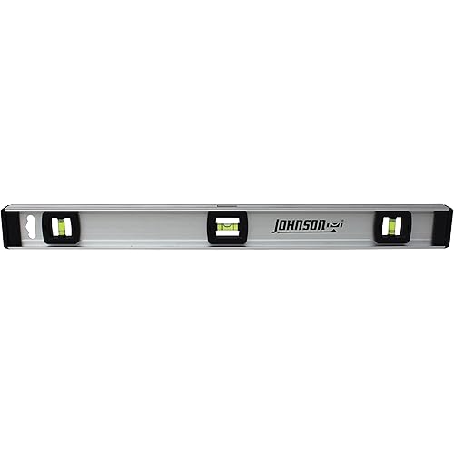 Johnson Level & Tool 1300-2400 Aluminum Level with Ruler, Easy Readability, Shock Absorbent, Silver, 24", 1 Level