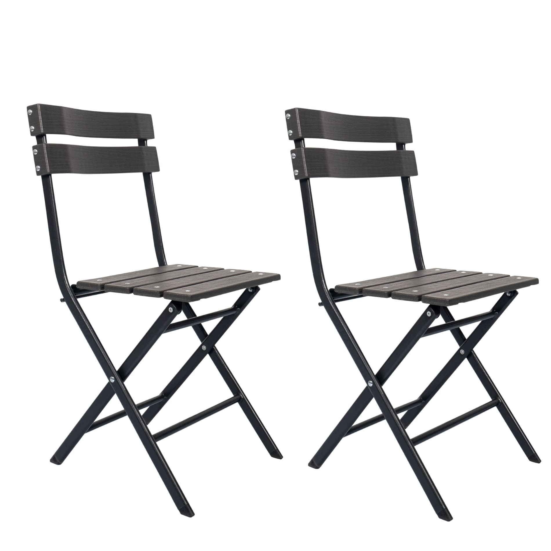 Rebecca Mobili Set 2 Sedie Pieghevoli, Sedie Da Esterno Richiudibili, Plastica Acciaio, Grigio Nero, Giardino Balcone Bar - Misure HxLxP: 78 x 37 x 45 cm - Art. RE6705