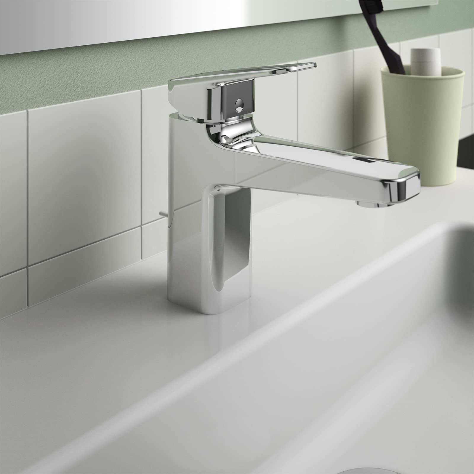 Ideal Standard BD228AA Ceraplan armatura umywalkowa z zestawem odpływowym z przyciskiem do ciągnięcia, wysokość wypływu 88 mm