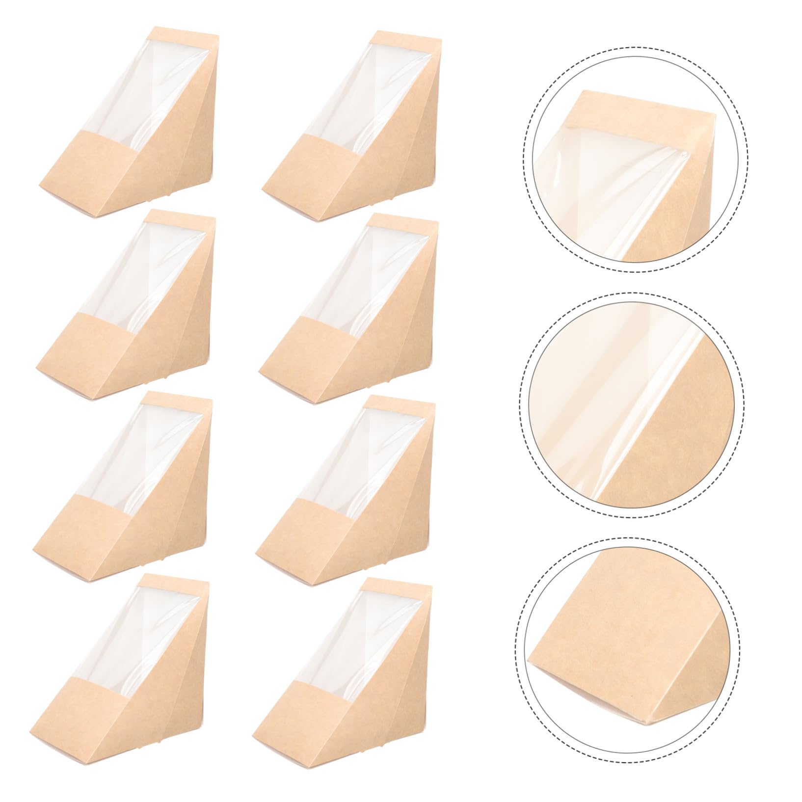 Brotdose 100 Stück Verpackung aus Kraftpapier Papier mit Transparentem Fenster Leichte Dreieckige Sandwichbox für Bäckereien und Teestuben