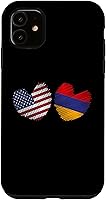 Vista 5 de Funda con diseño de corazón de bandera armenia para iPhone 14 Armenia USA Heart American Flag