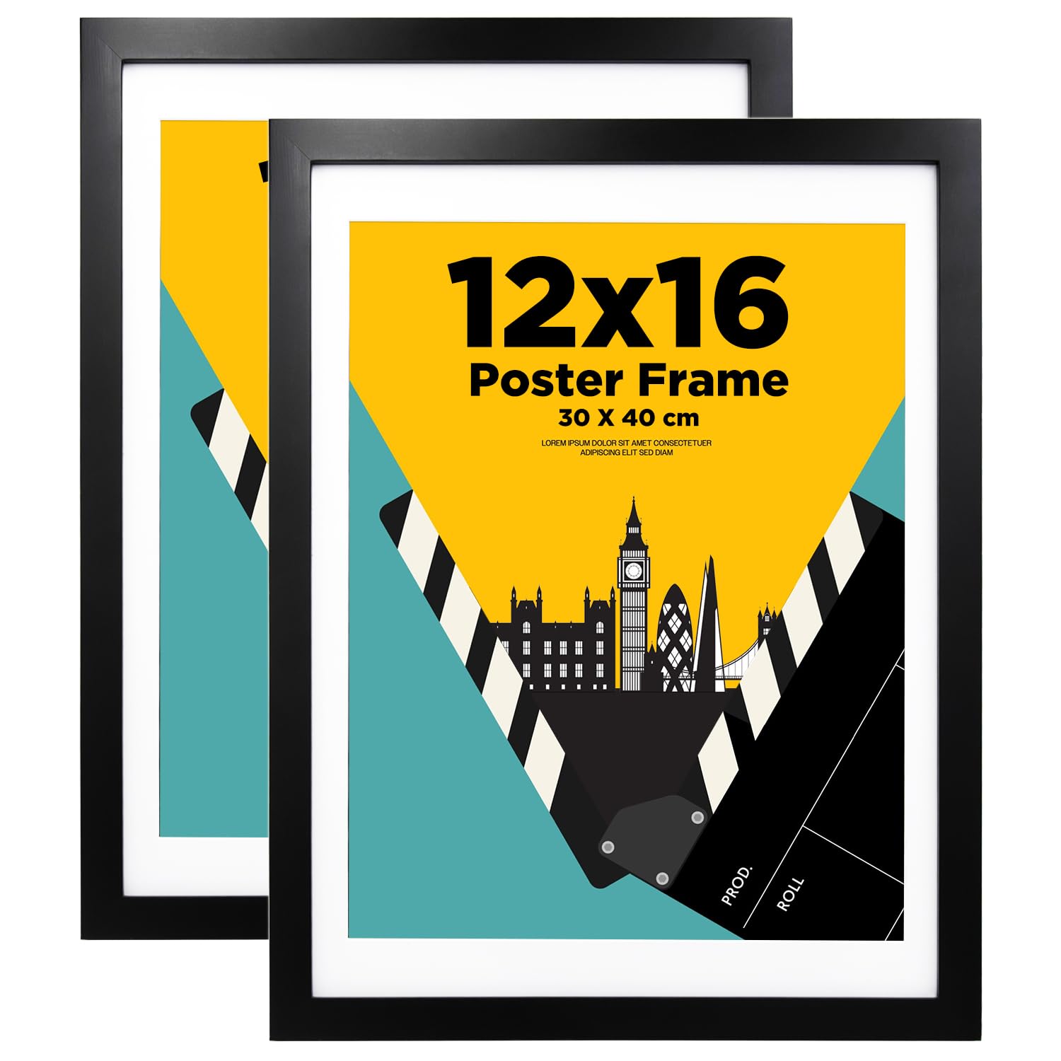 – 30x40cm picture frame,12x16 picture frame 100% Solid Wood Matted for 14x11, 30x40 frame with Acrylic Glass, Poster, Frame for Wall Mounting, 16x12 inch Certificate Frame for Portrait,Set of 2, Black