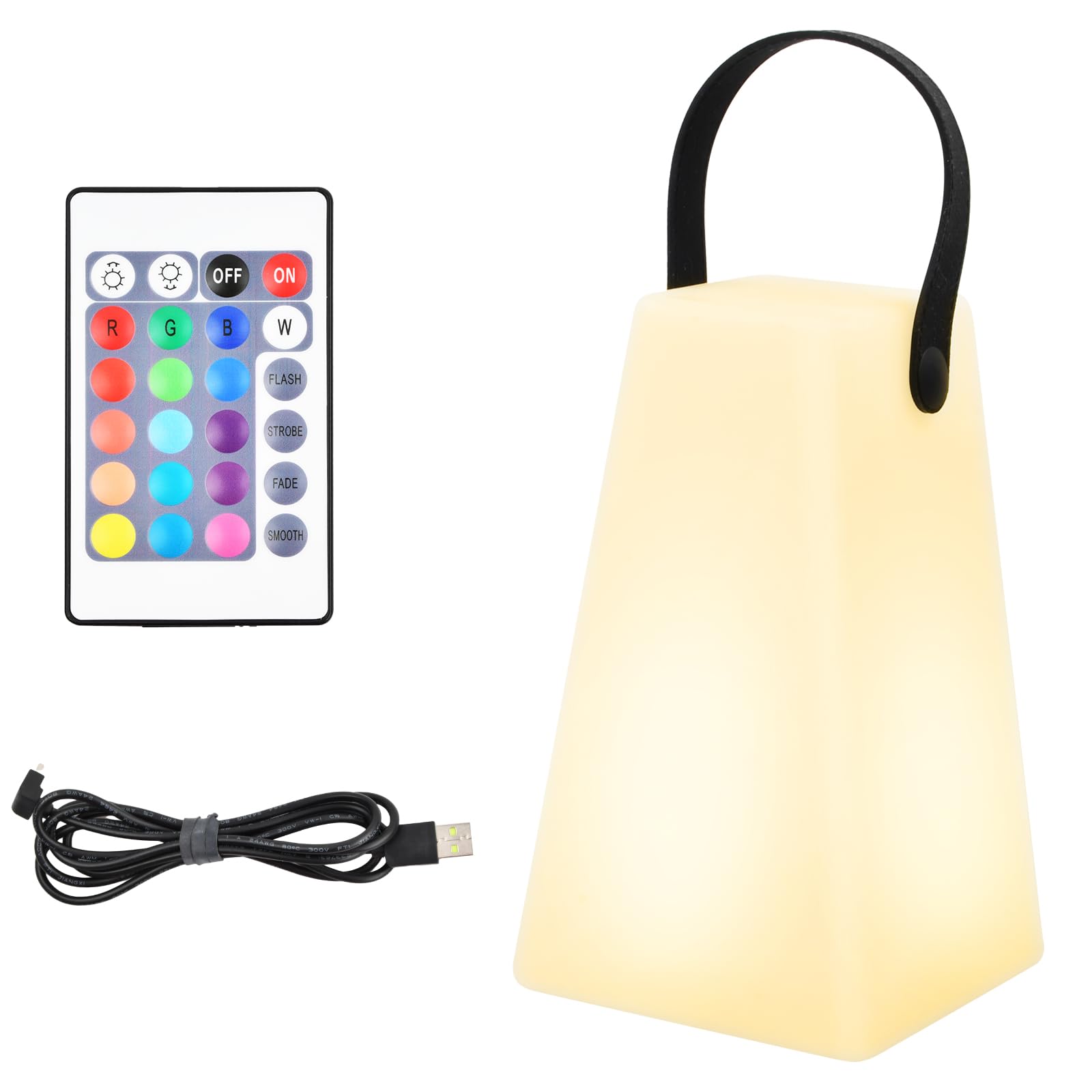 Litinliv 16 Colores Lámpara de mesilla portátil LED con mando a distancia, recargable regulable lámparas de mesa para exterior interior, lámpara de jardín, Lámpara Inalámbrica Para Patio, Balcón