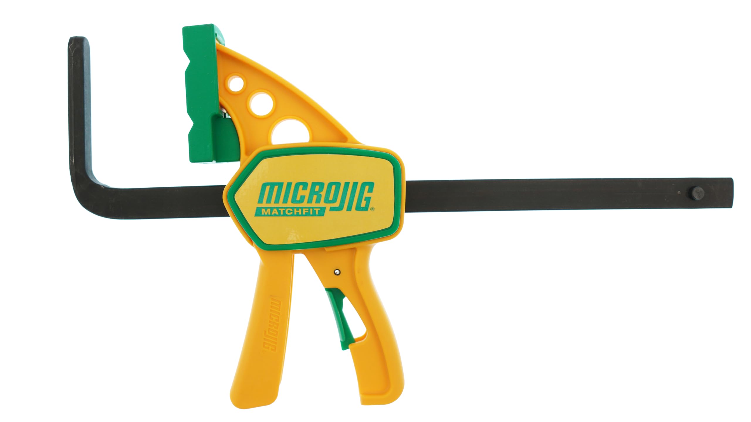 MICROJIGMatchFit Grr-rip Clamps, Dovetail, T-Track Compatible, for Woodworking Jigs, Sleds, Workbenches, Squeeze Action, DVC-625QCK2, 2-Pack, Yellow