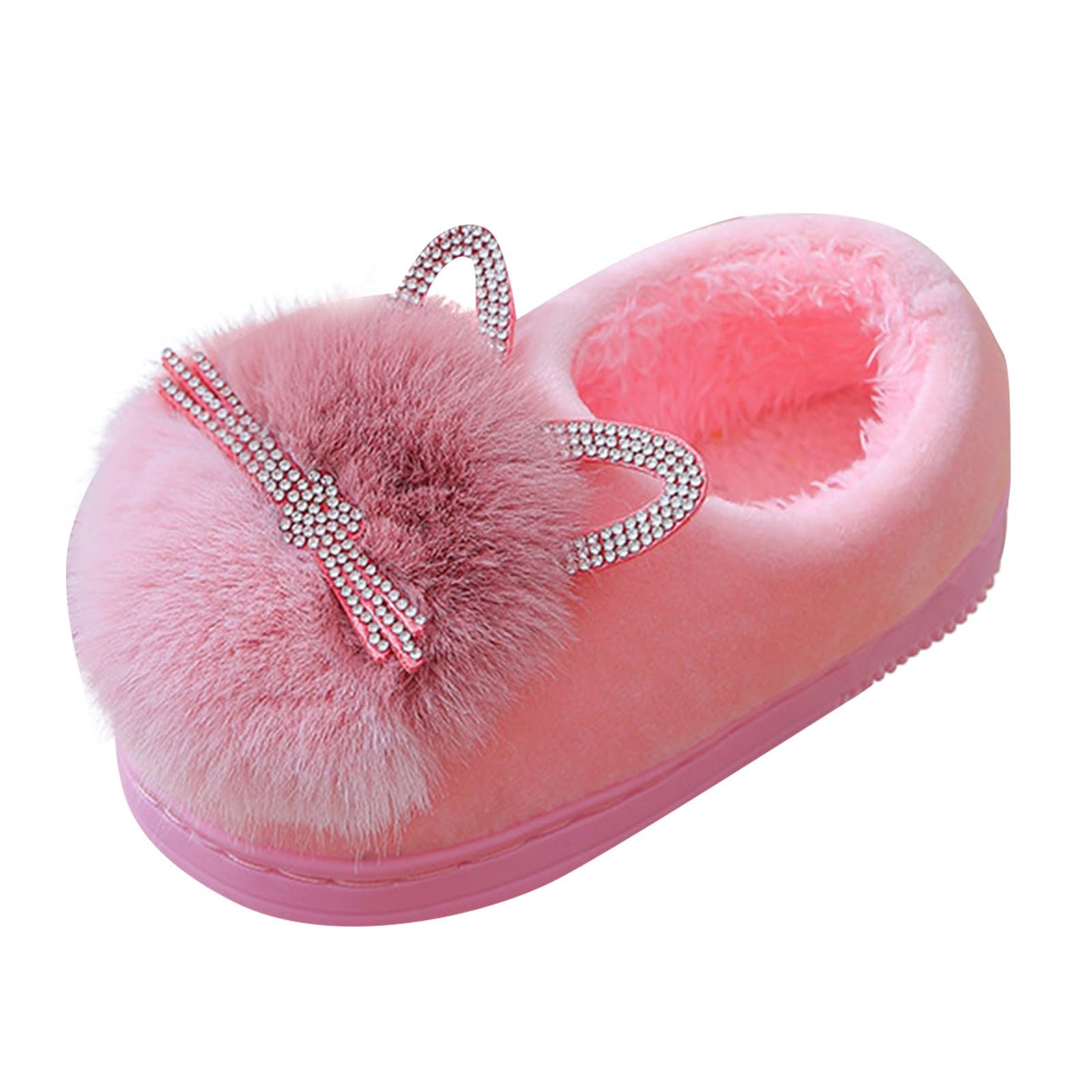 Girls Fuzzy Cute Cat Slippers Fluffy Cartoon Plush Fall Winter Slippers Warm Cozy Soft Indoor Non-Slip Shoes