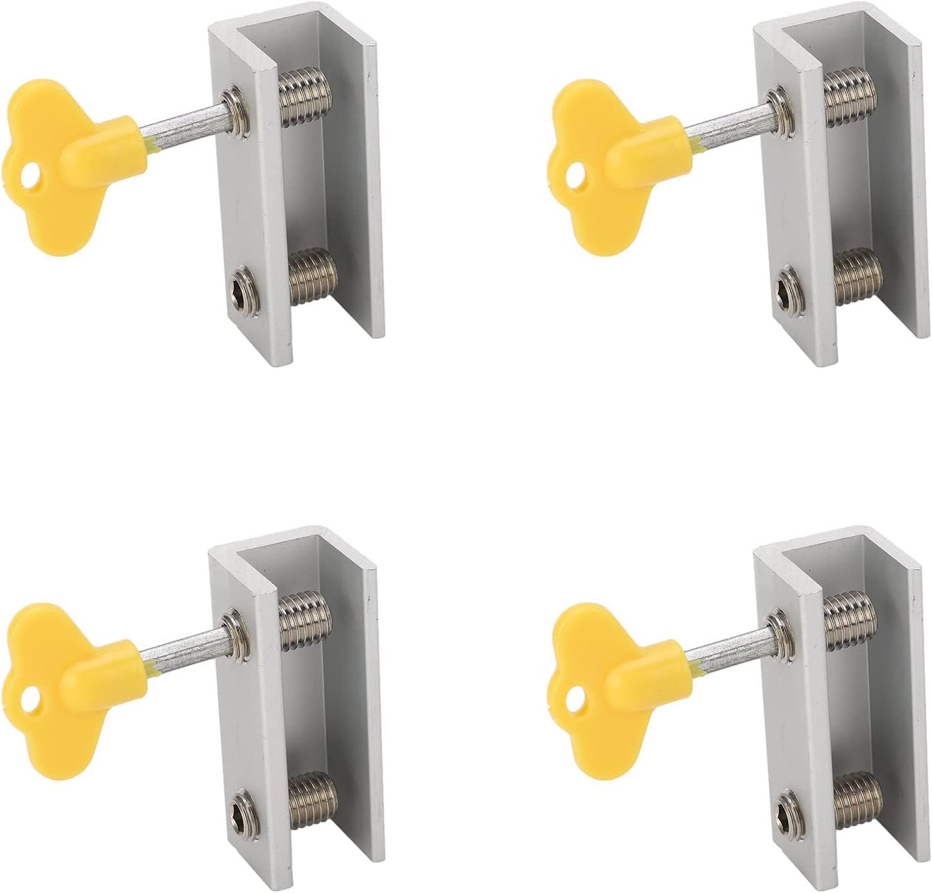 4Set Window Lock Aluminium Alloy Adjustable Security Lock Stopper with Key for Vertical Horizontal Sliding Window