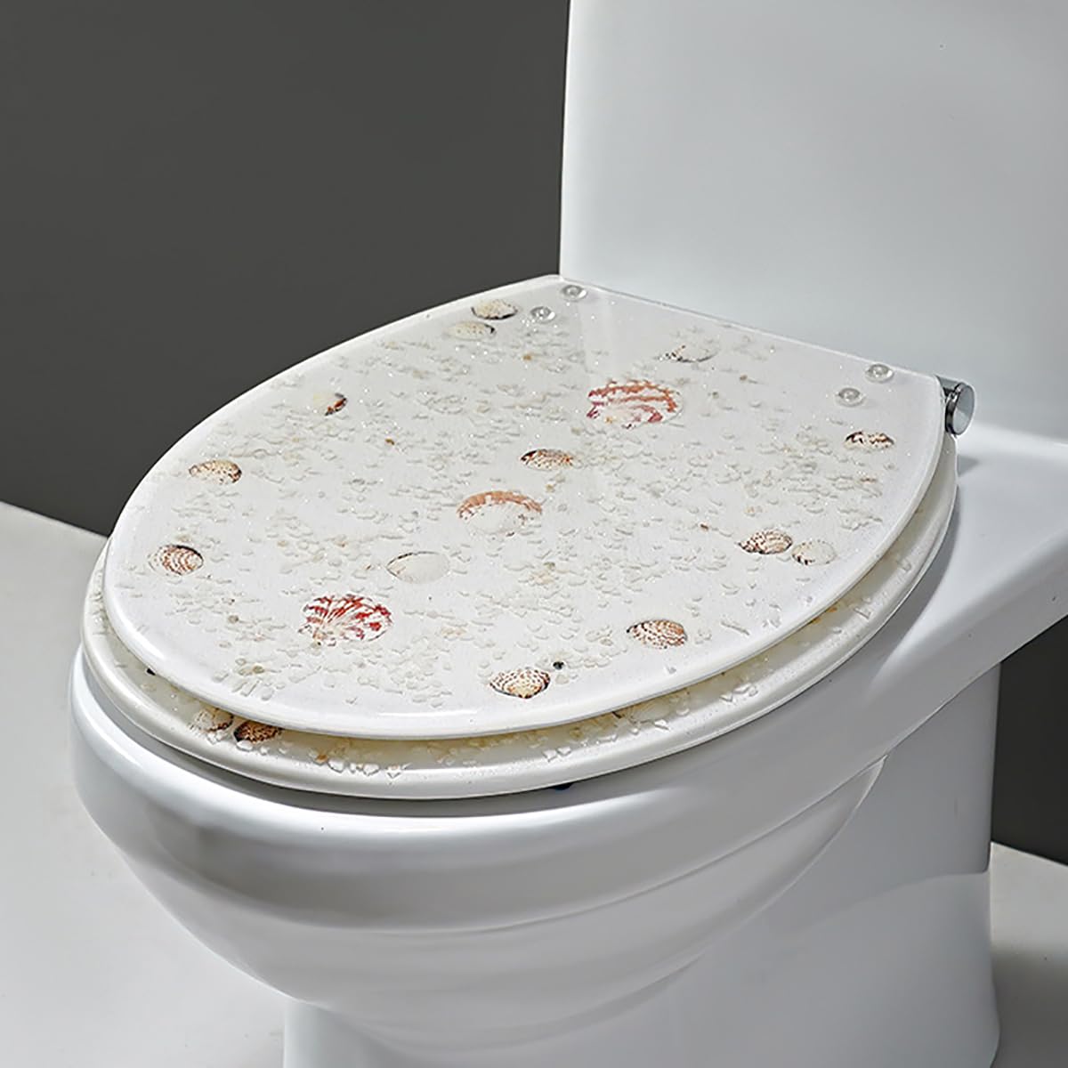 Ldhsjh Style C Extended Decorative Adhesive Toilet Seat, Ocean, Adjustable, Lightweight, Durable, Portable, User-Friendly, Compact, Elongated, Resin, Series, Slam