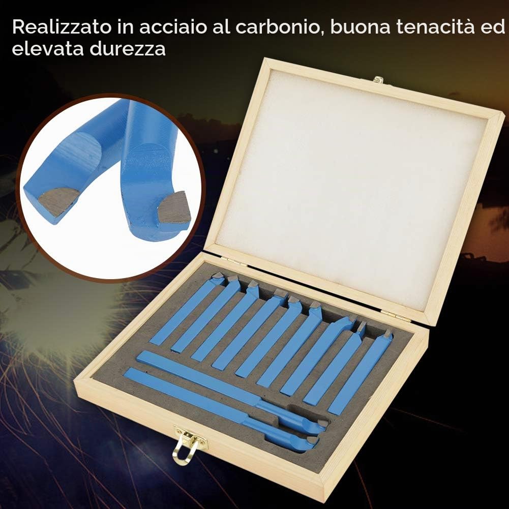 Utensile per saldatura con punta in metallo duro Utensili per tornio Utensile per tornitura con punta in metallo duro Set per tornio per saldatura Set di tornitura 11Pcs 10 * 10mm