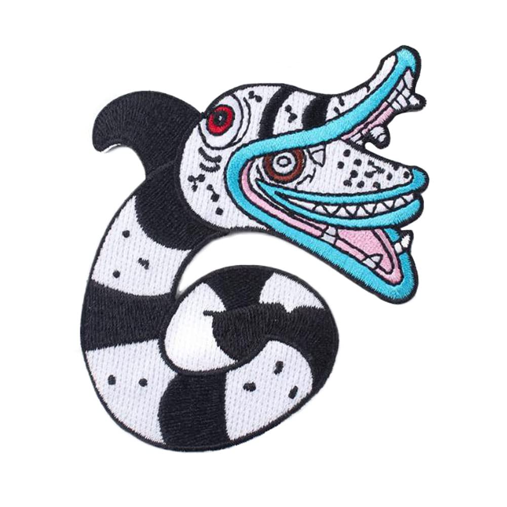 ulricar Cute Snake Patch The White and Black Snake Embroidered Applique Iron On/Sew On Animal Sewing Patch Badge for Clothing Jackets Jeans Backpack (WJH-YF6)