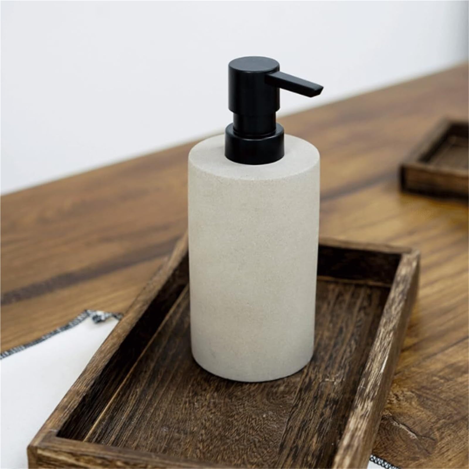 piatto Bottiglia lavamani in cemento in stile nordico Wabi-sabi for ripiani, ricaricabile a pressione Accessori per il bagno(Gray)