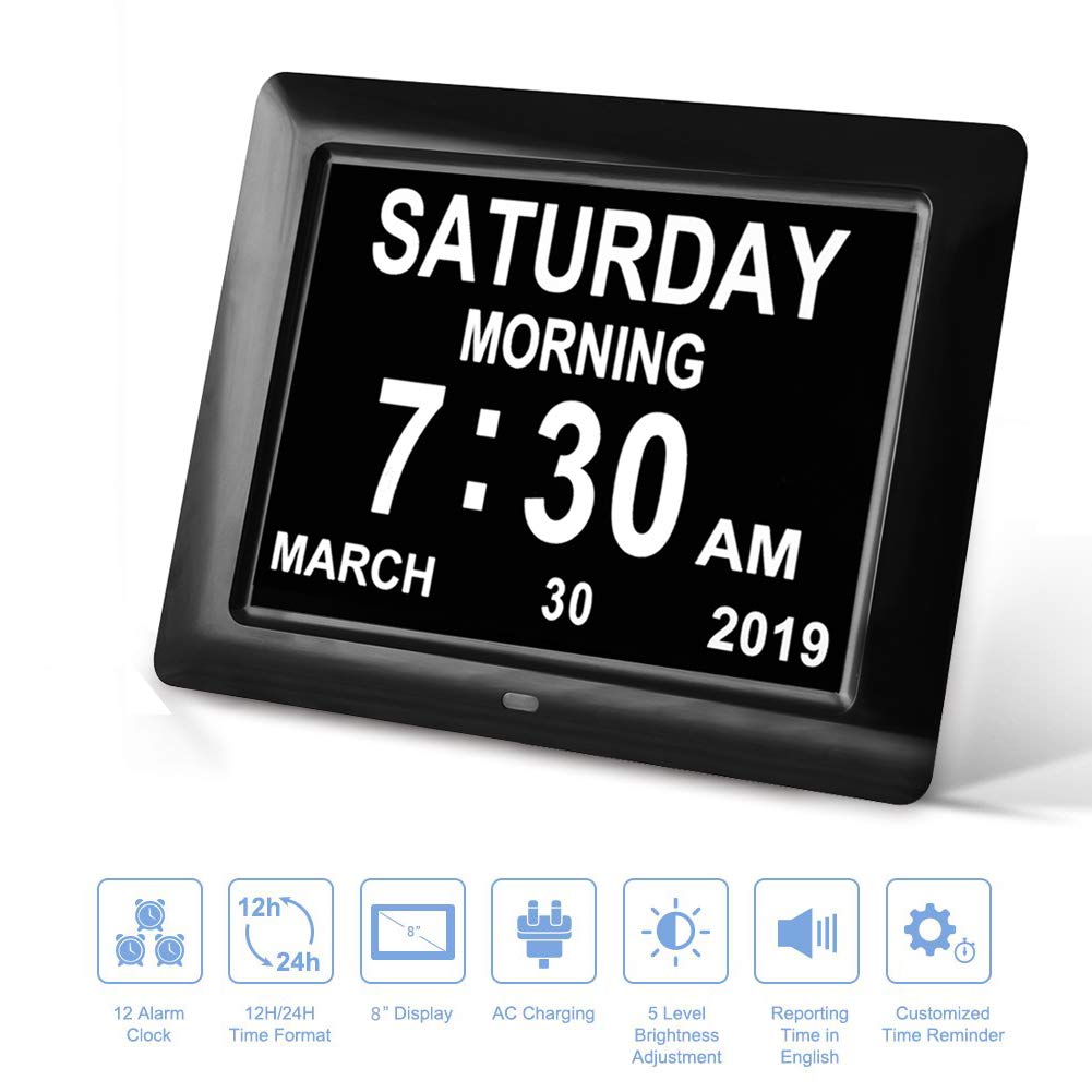 SSINI [Newest Version] Large Display Digital Calendar Day Clock 12