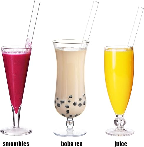 Miniatura 4 de ALINK Pajitas Boba transparentes reutilizables, de 0.394 x 0.472 in, de plástico duro de Tritan gigante, envueltas individualmente, paquete de 4 con