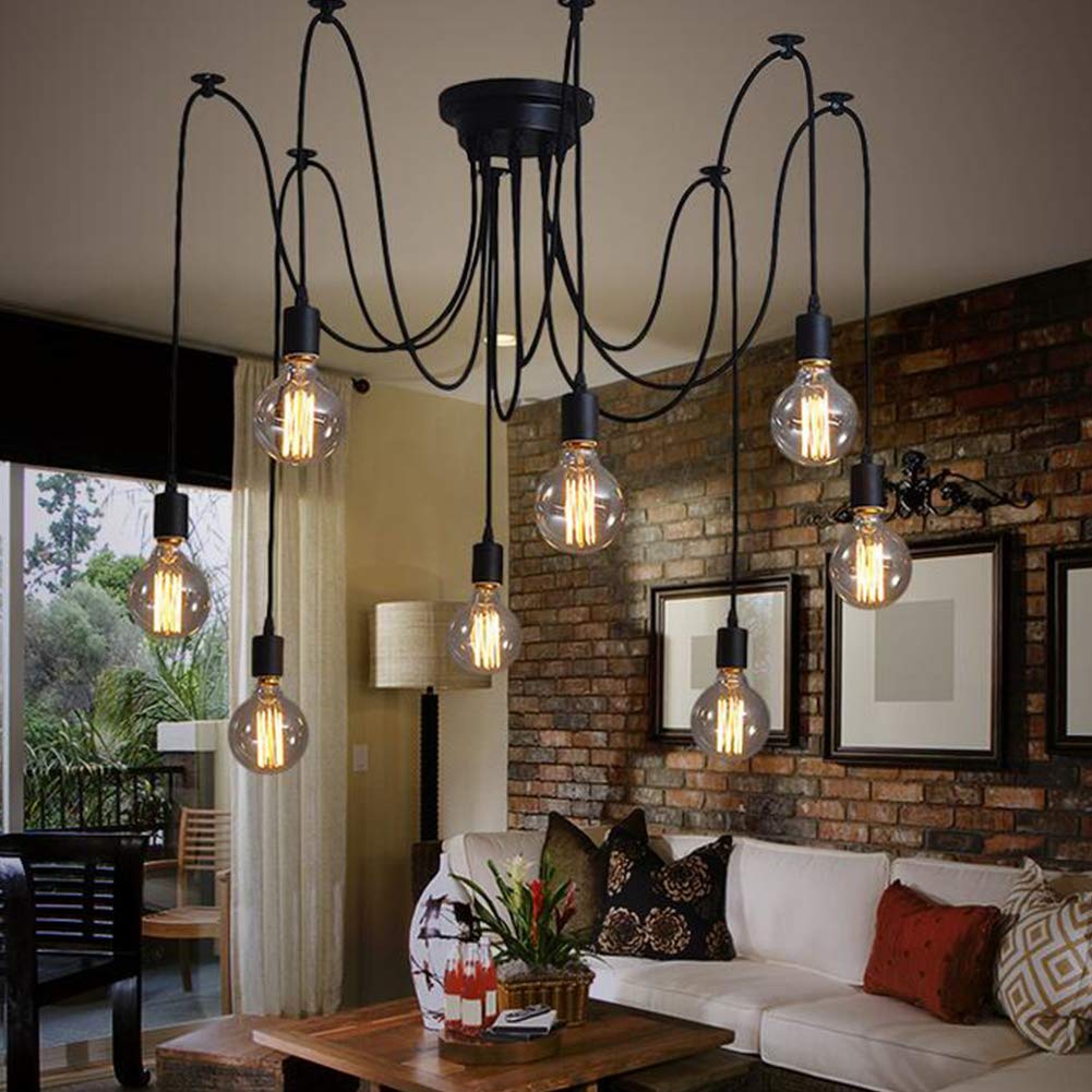 Lampadario a sospensione a forma di ragno, lampada a sospensione industriale, lampadario retrò a sospensione vintage per soggiorno, cucina, camera da letto