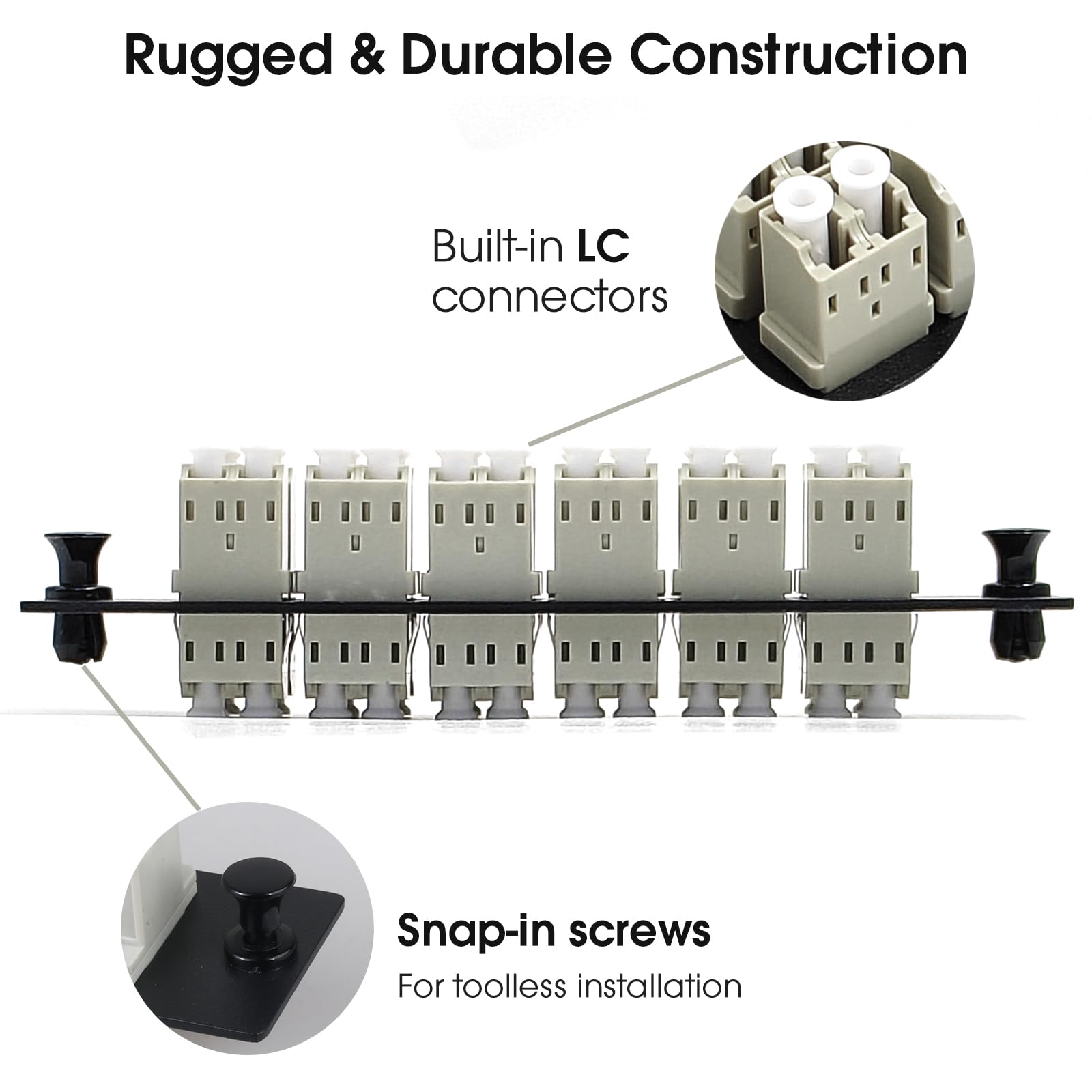Lot de 2 panneaux de brassage en fibre duplex LC/MM avec adaptateurs LC multimode gris duplex, 24 ports fibre
