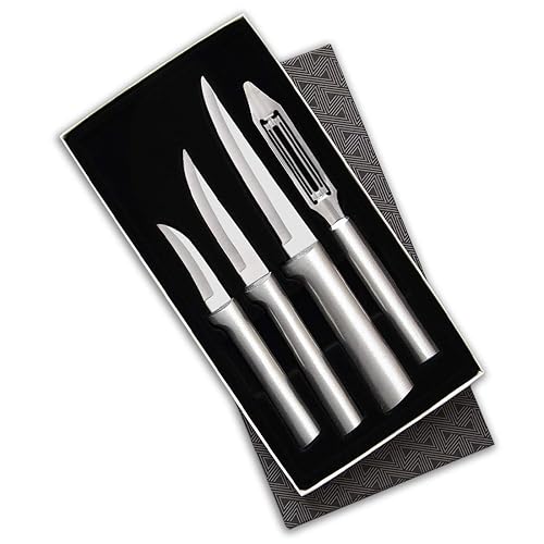 Rada Cutlery Meal Prep 4-Piece Paring Knife Gift Set Stainless Steel Blades and Aluminum Handles