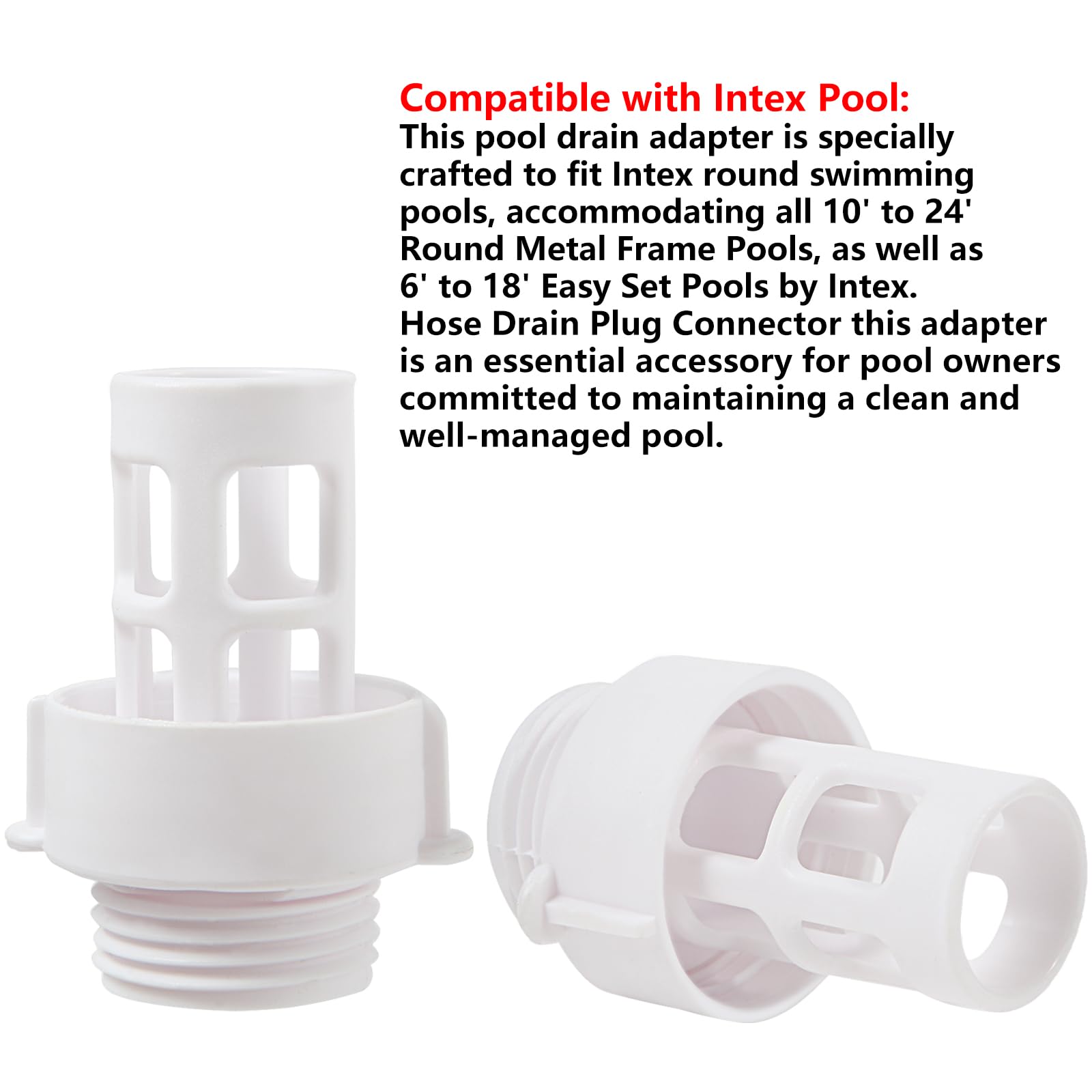 Connecteur De Bouchon De Vidange De Tuyau D'arrosage Intex 10184 De Remplacement 2 Paquets Pour Adaptateur De Tuyau De Piscine Rond Intex 84642236