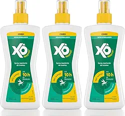 Kit 3 Repelente de Insetos Spray 200ml 15% DEET Aloe Vera 10h de Proteção