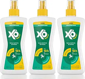 Kit 3 Repelente de Insetos Spray 200ml 15% DEET Aloe Vera 10h de Proteção