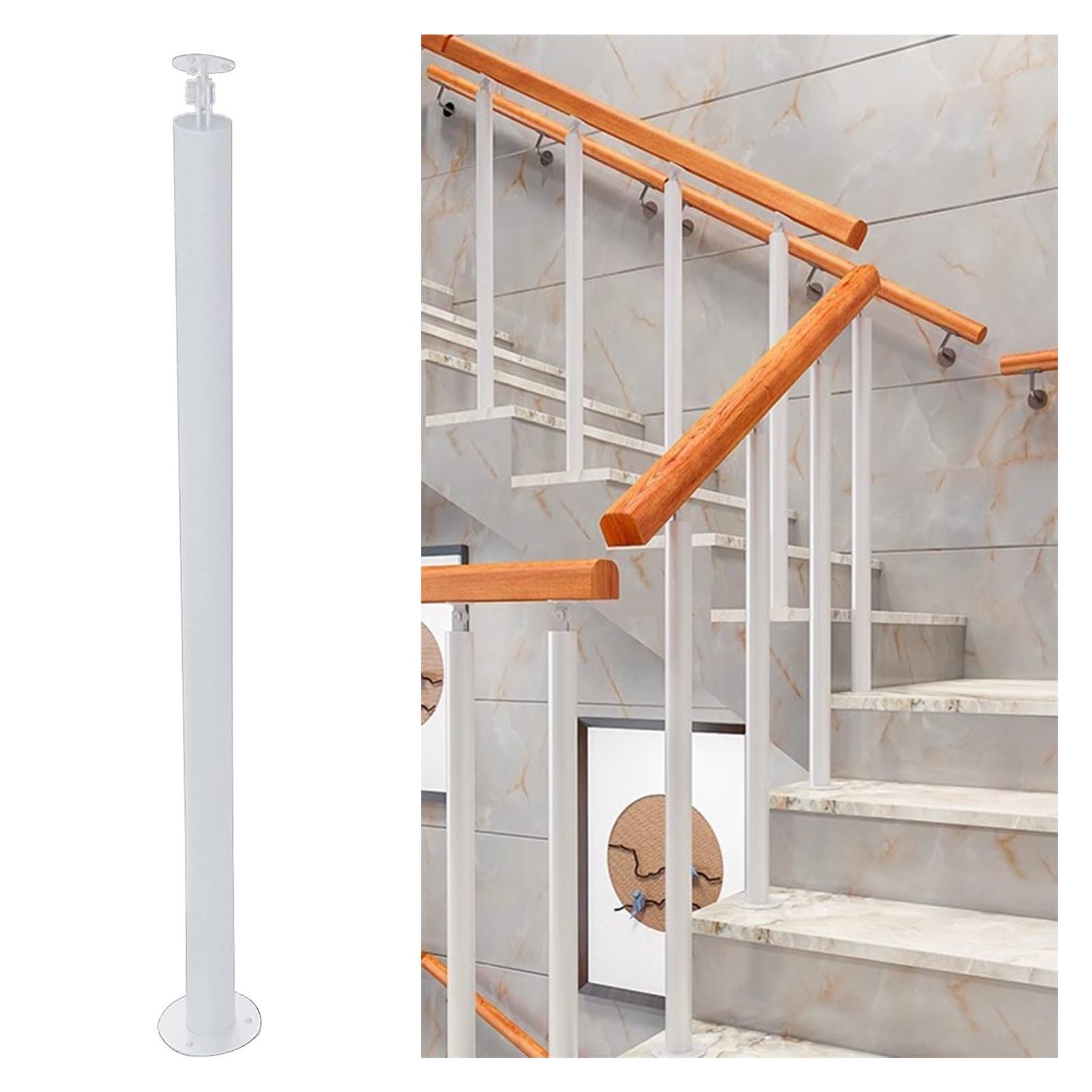 Rambarde d'escalier blanche pour sécuriser les marches glissantes intérieures