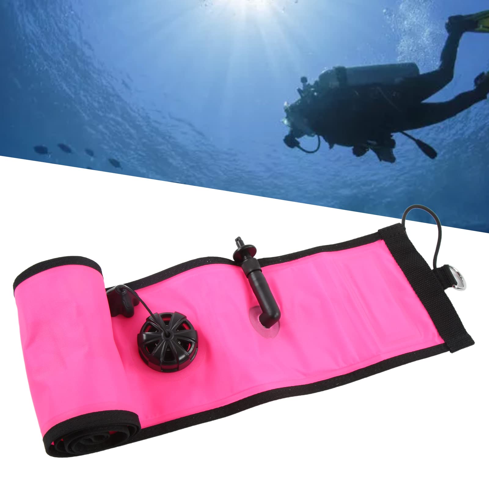 Fydun 120x15 Cm Boa di Segnalazione di Superficie per Immersioni Subacquee Boa di Segnalazione di Superficie Gonfiabile Ad Alta visibilità Tubo di Segnale Rosa Famiglia Applicata