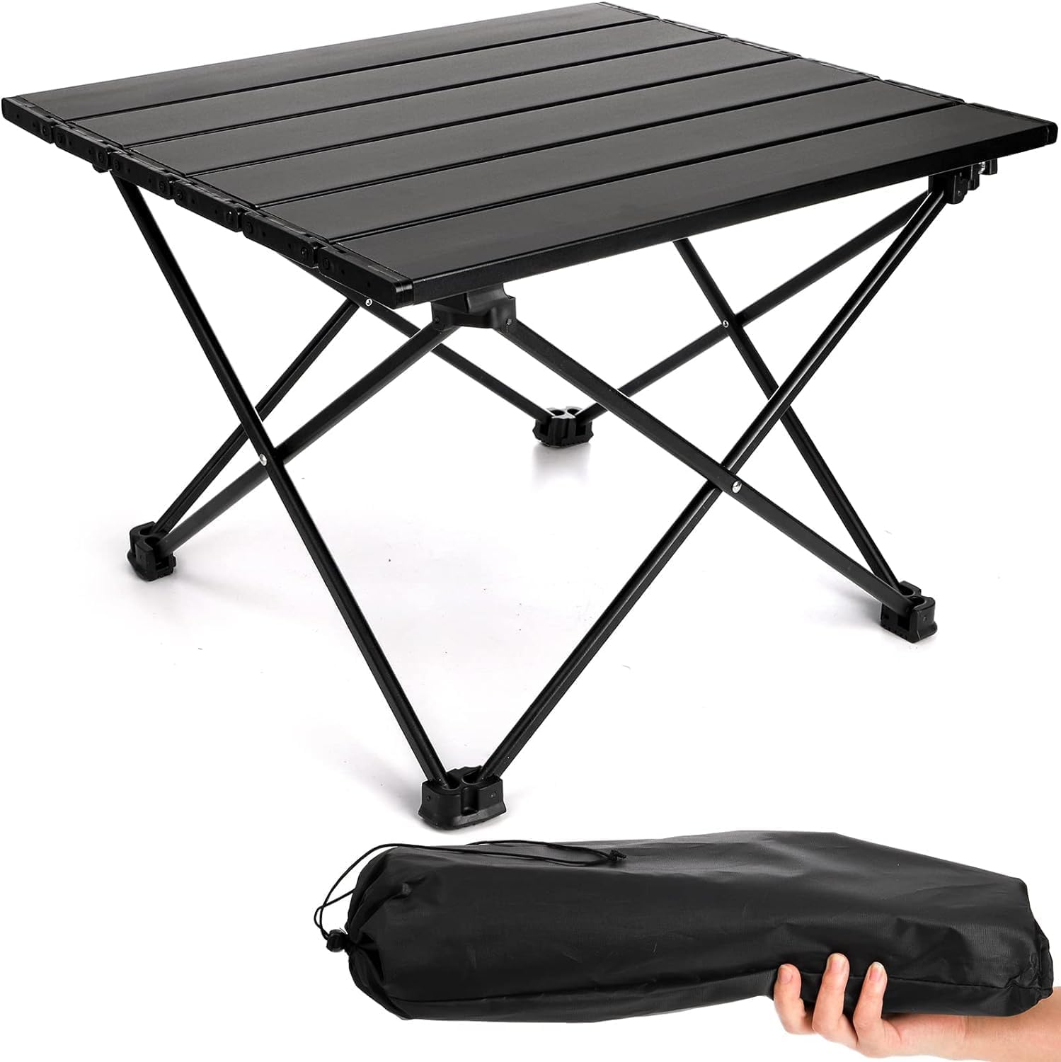 Portable Camping Table Ultralight Aluminum Camp Table, Portable, Strong, Ultralight Coffee or Side Table, Table in a Bag for Picnic, Camp, Beach, Boat, Useful for Dining & Cooking, Easy to Clean
