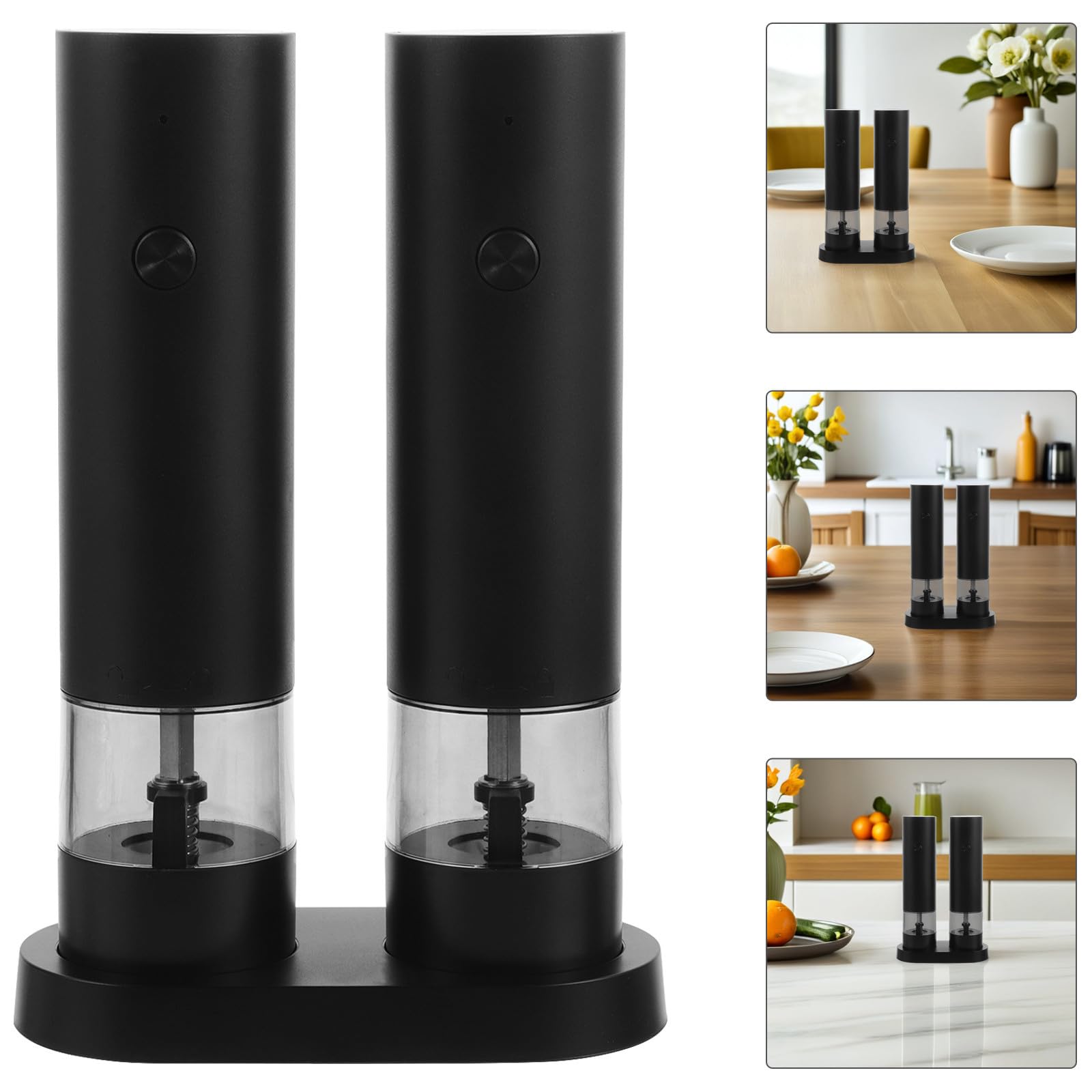 USHOBE Macina Pepe Elettrico Ricaricabile USB in Abs Compatto e Portatile Pulsante Facile da Usare, per Picnic All'aperto e Campeggio, Colore Nero