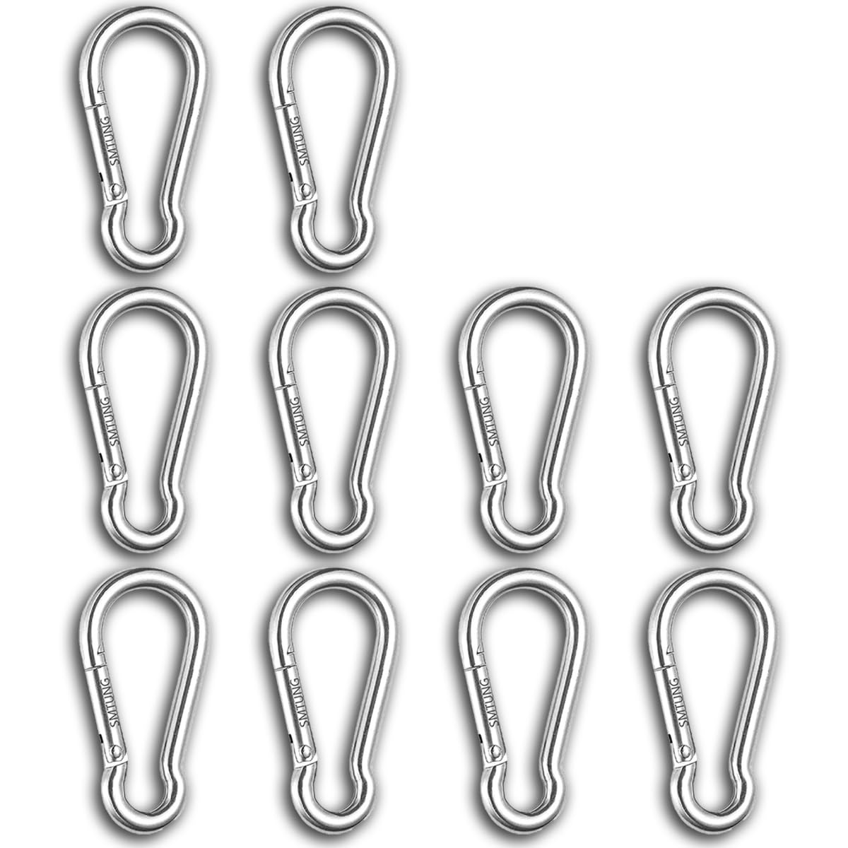 SMTUNG 10 Pcs Small 304 Stainless Steel Carabiner Quick Links Multifunctional Carabiner for Keychain?Bird Feeders?Dog Leash. (M4 Carabiner), Silver
