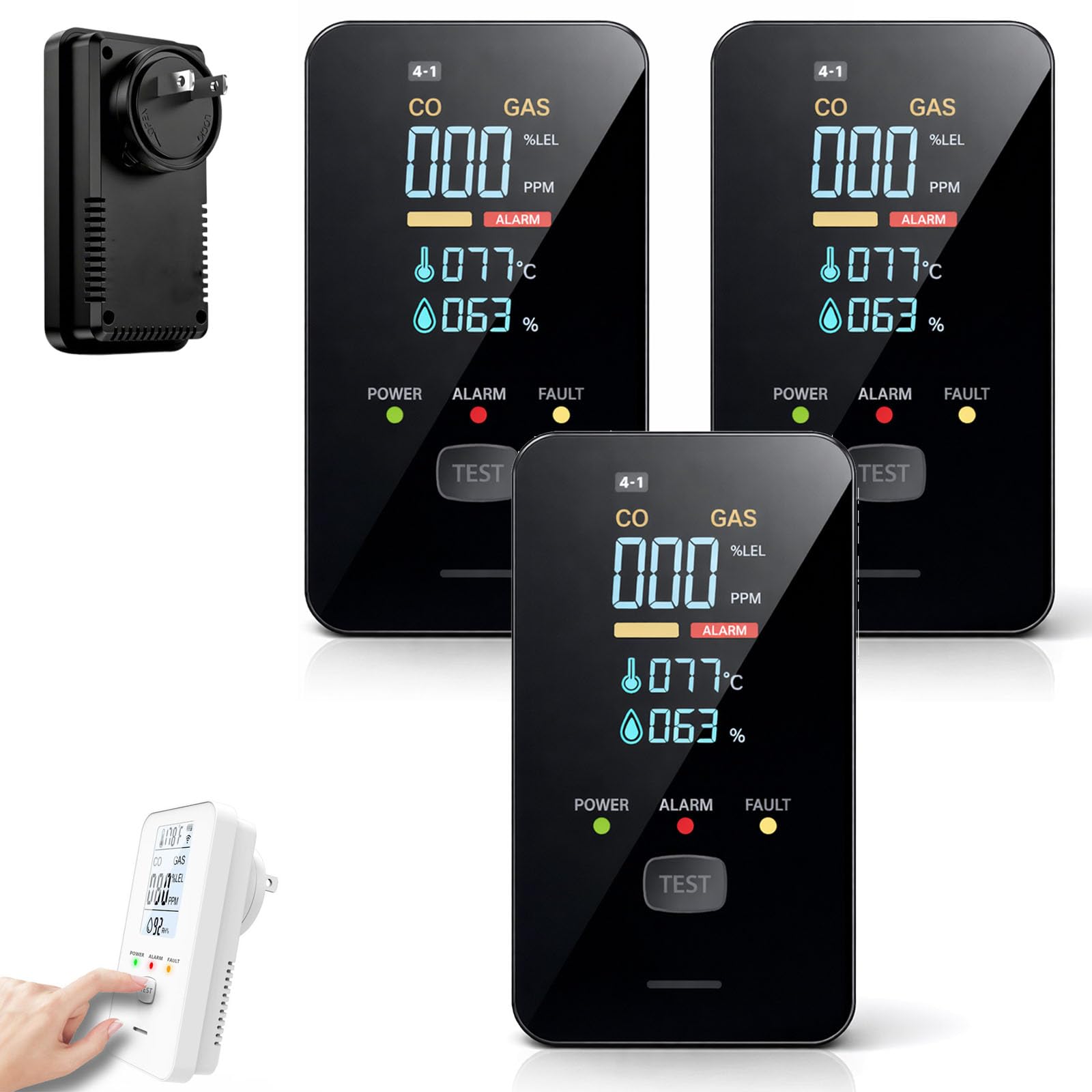 Steadfast Haven 4-in-1 Detector with HD Screen, Home, Apartment, Hotel, Camping RV (2, Color Screen-White) — view 8