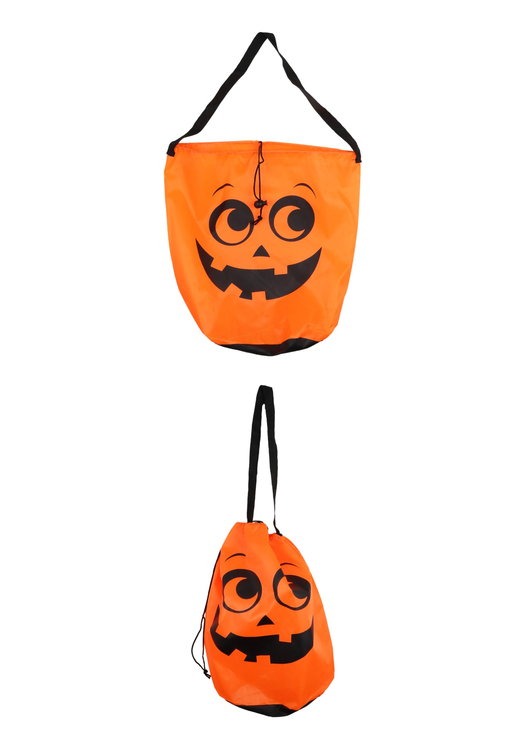 HENBRANDT Halloween Pumpkin Trick or Treat Bag - Vibrant Orange Fabric Drawstring Candy Bucket, Perfect for Kids Parties, Festivals & Spooky Celebrations, 22 x 35cm Size