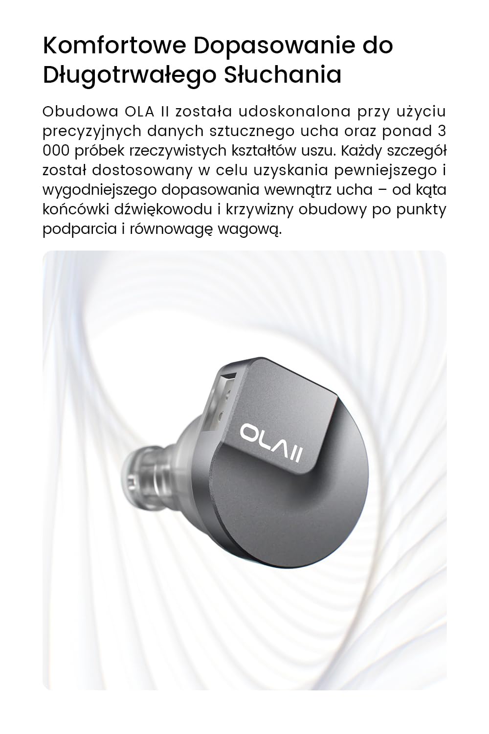 OLAⅡ 1DD+1BA hybrydowe słuchawki przewodowe HiFi IEM, 3.5 mm z mikrofonem